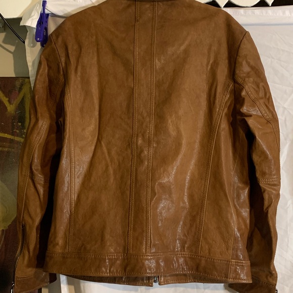 Andrew Marc Medium Brown Calfskin Leather Coat - Picture 2 of 4